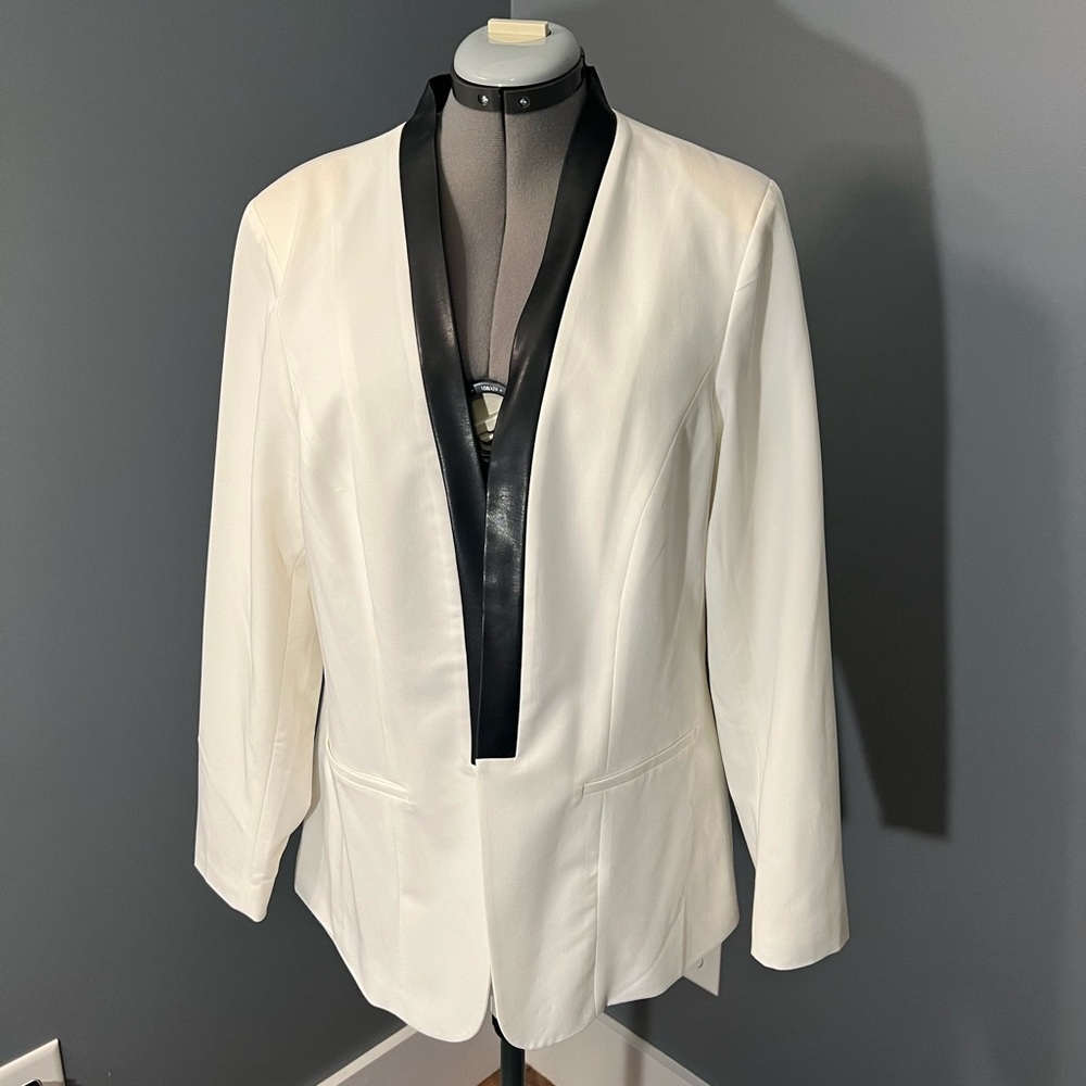 Torrid White and Black Blazer with Shawl Collar